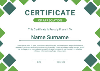 Certificate template with green flat design
