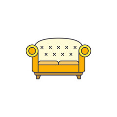 Sofa icon in color, isolated on white background 