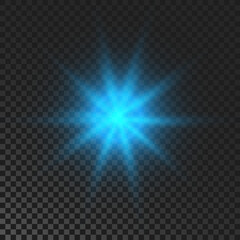 Blue glowing sparkling star