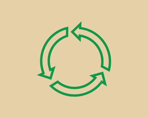 Recycle waste symbol and green arrow logo web icon concept flat vector illustration.