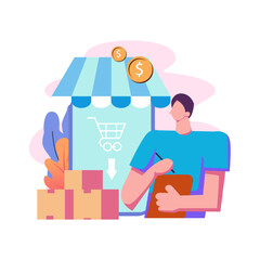 Dropshipper receives order flat style illustration design