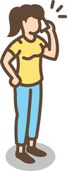 Isometric young woman speaking on phone. Person talking on smartphone