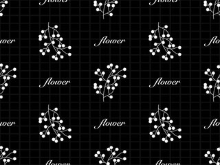 Flower cartoon character seamless pattern on black background