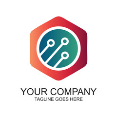 Technology Hexagonal Logo Design Vector