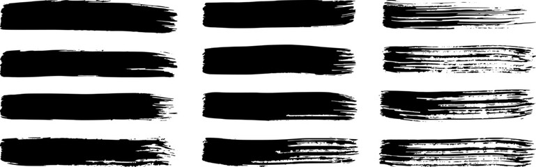 Grunge black stroke set. Ink paint marks