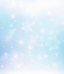 Snow background for Christmas card or wallpaper. Crystal snow. Winter background. Snowfall frozen greeting card