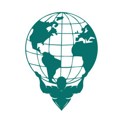 green globe with heart