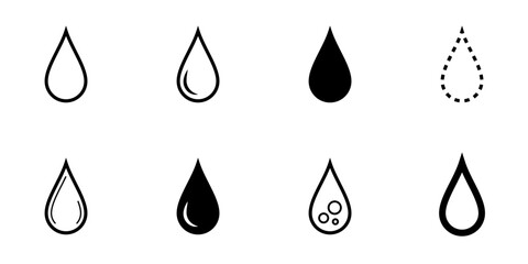 Conjunto de iconos de gota de agua. Concepto de lluvia - obrazy, fototapety, plakaty