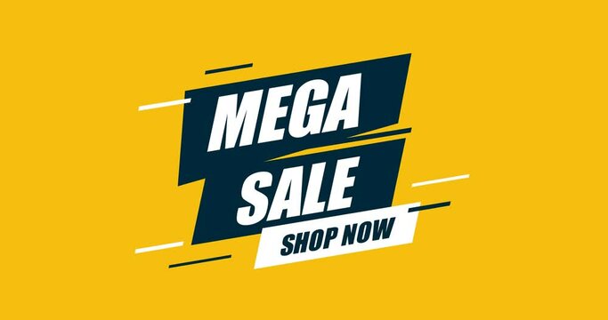 mega sale banner animation with fast and modern concept