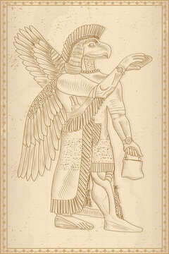 Sumerian decorative vector illustration. traditional ethnic ornament