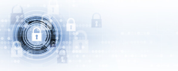 Obraz premium internet digital security technology concept for business background. Lock on circuit board