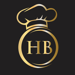 Initial Letter HB Restaurant Logo Template. Restaurant Logo Concept with Chef Hat Symbol Vector Sign