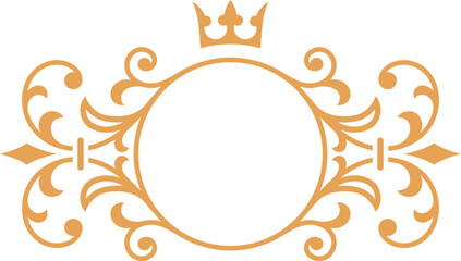 Royal round monogram template. Flourish decorative logo