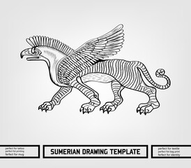 Fototapeta na wymiar Sumerian decorative vector illustration. traditional ethnic ornament