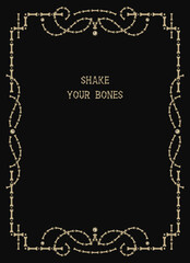 Vintage victorian frame made of bones and creepy eyes. Good for Halloween, Dia de Muertos holiday decoration. Template for menu, poster, invitation etc