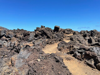 path between lava stones on the island of el Hierro