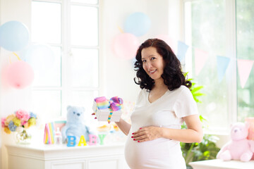 Baby shower or gender reveal party. Pregnancy fun