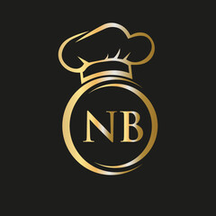 Obraz premium PrintInitial Letter NB Restaurant Logo Template. Restaurant Logo Concept with Chef Hat Symbol Vector Sign