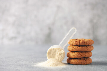 Homemade oat cookies on protein powder. Vegan, diet concept