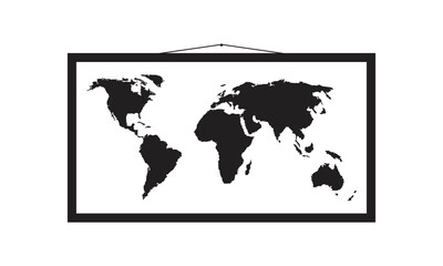 World map silhouette, vector drawing on white background