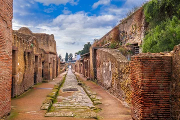 Gordijnen Ercolano, Italië in Herculaneum, een oude Romeinse stad begraven in de uitbarsting van de Vesuvius in 79 na Christus. © SeanPavonePhoto