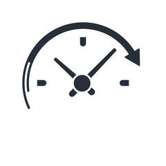 The movement of time runs. The fast speed of events.  Service and support time.  Vector linear icon isolated on white background.