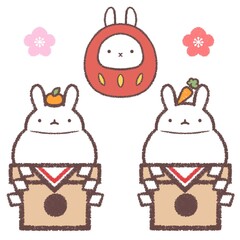 ウサギダルマとウサギ鏡餅のセット