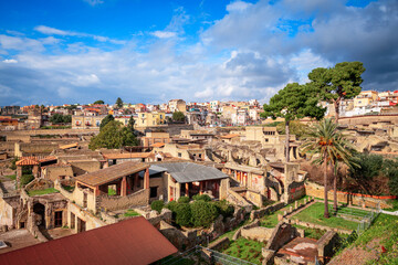 Ercolano, Italy over the ancient Roman ruins of Herculaneum.