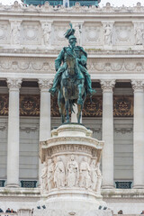 Fototapeta na wymiar Plaza Venecia and statue of angels, victory and Equestrian statue of Vittorio Emanuele II