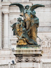Fototapeta na wymiar Plaza Venecia and statue of angels, victory and Equestrian statue of Vittorio Emanuele II