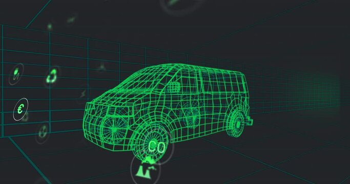 Animation of network of connections and network drawing wearing vr headset
