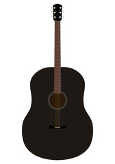 Acoustic guitar black silhouette. Music instrument icon. Vector illustration.