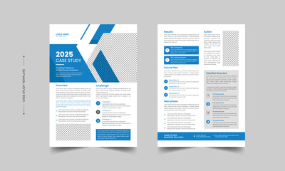 Corporate and business green case study template design, Case Study Double Side Flyer, Poster Design Template,  Flyer Template