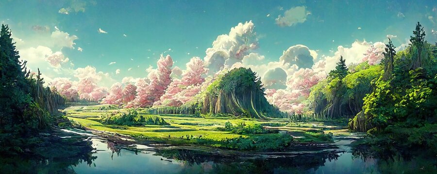 Anime background, Fantasy landscape, Anime scenery