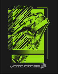 Helmet motocross, motocross design on green abstract background vector