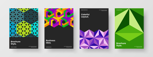 Fototapeta premium Clean corporate cover A4 vector design template composition. Creative mosaic hexagons flyer layout collection.