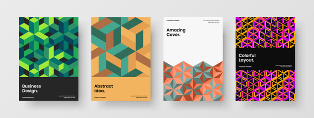 Trendy cover vector design layout composition. Premium geometric pattern company brochure template collection.