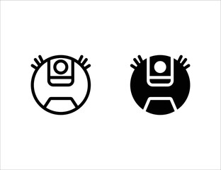 robot vacuum icon. outline icon and solid icon