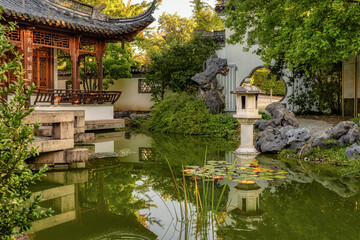 Chinese Garden with a pond and a pavilion