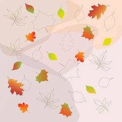 Fototapeta na wymiar autumn leaves, autumn pattern illustration