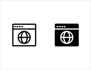 web icon. outline icon and solid icon