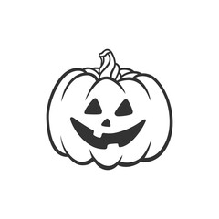Cute Halloween pumpkin face with smile. Cartoon character