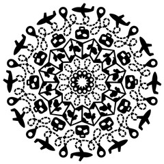 Mandala Travel World map Airplane