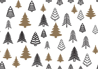 Obraz premium Christmas tree pattern, Hand drawn illustrations. 