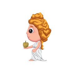Cute cartoon style vector illustration of Greek goddess Aphrodite