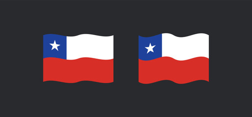 Flag of chile waving variants. Chilean national symbol vector icon.