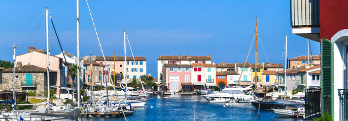 A view of Port Grimaud, provencal and mediterranean village on the French Riviera, in...