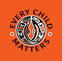 Every Child Matters. Vector Illustration. Design for Orange Shirt Day and National Day for Truth and Reconciliation. - obrazy, fototapety, plakaty
