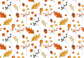 Autumn seamless pattern hand-drawn