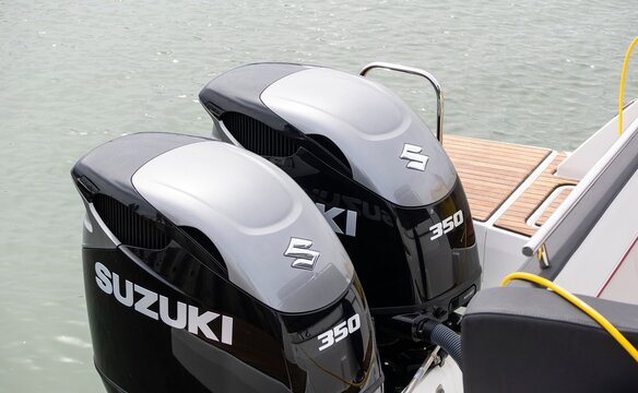 Suzuki DF350A marine engine on a luxury yacht with 350 horsepower